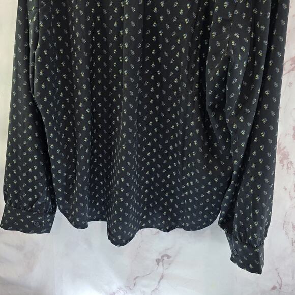 ModCloth Shirt Womens 2X XXL Black Button Up Blouse Ditzy Floral Mod Cloth - Picture 7 of 12